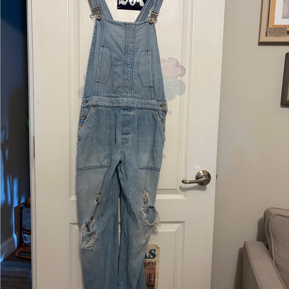 Zara Size S Z1975 Basic Dept Heritage Denim Overalls Distressed